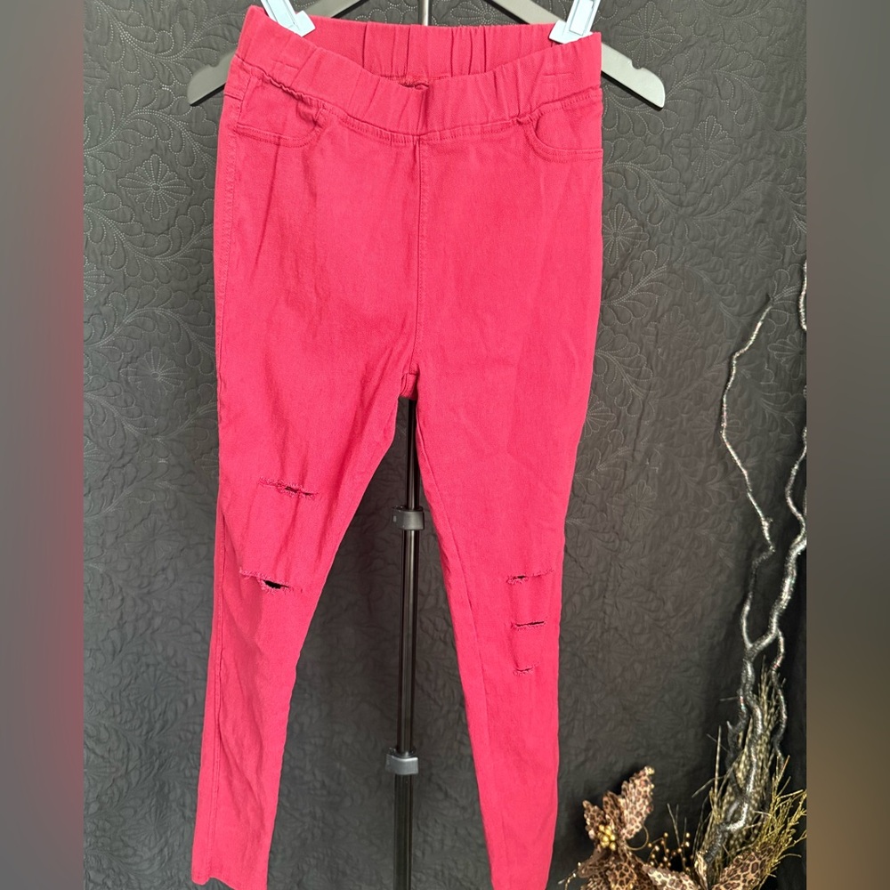 Red Distressed Skinny Jeans Women's Size L